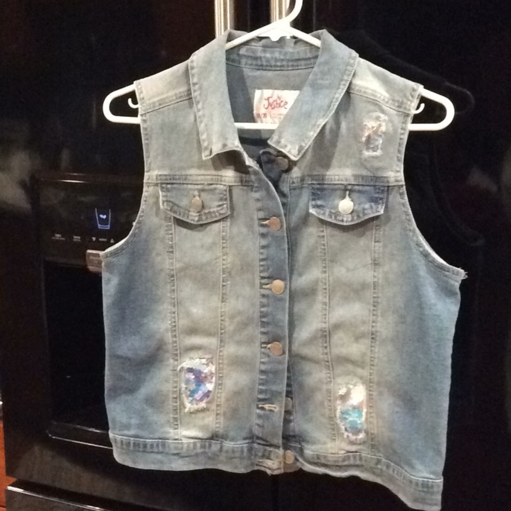 Justice Distressed Vest with Sequins